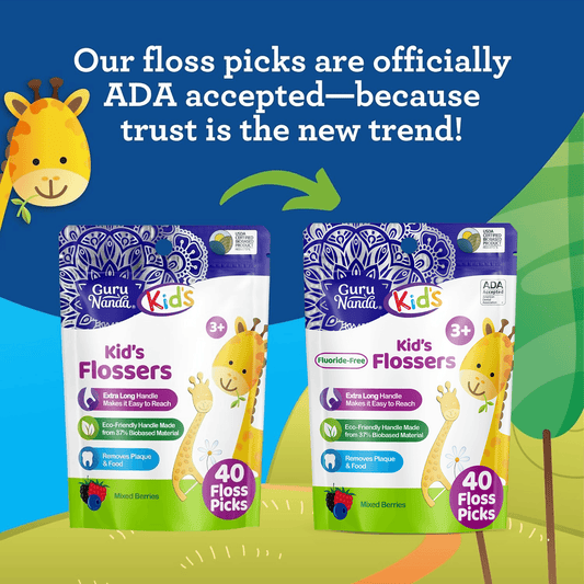 Kids' Giraffe Shaped Flossers, Fluoride -Free - 40 Pack