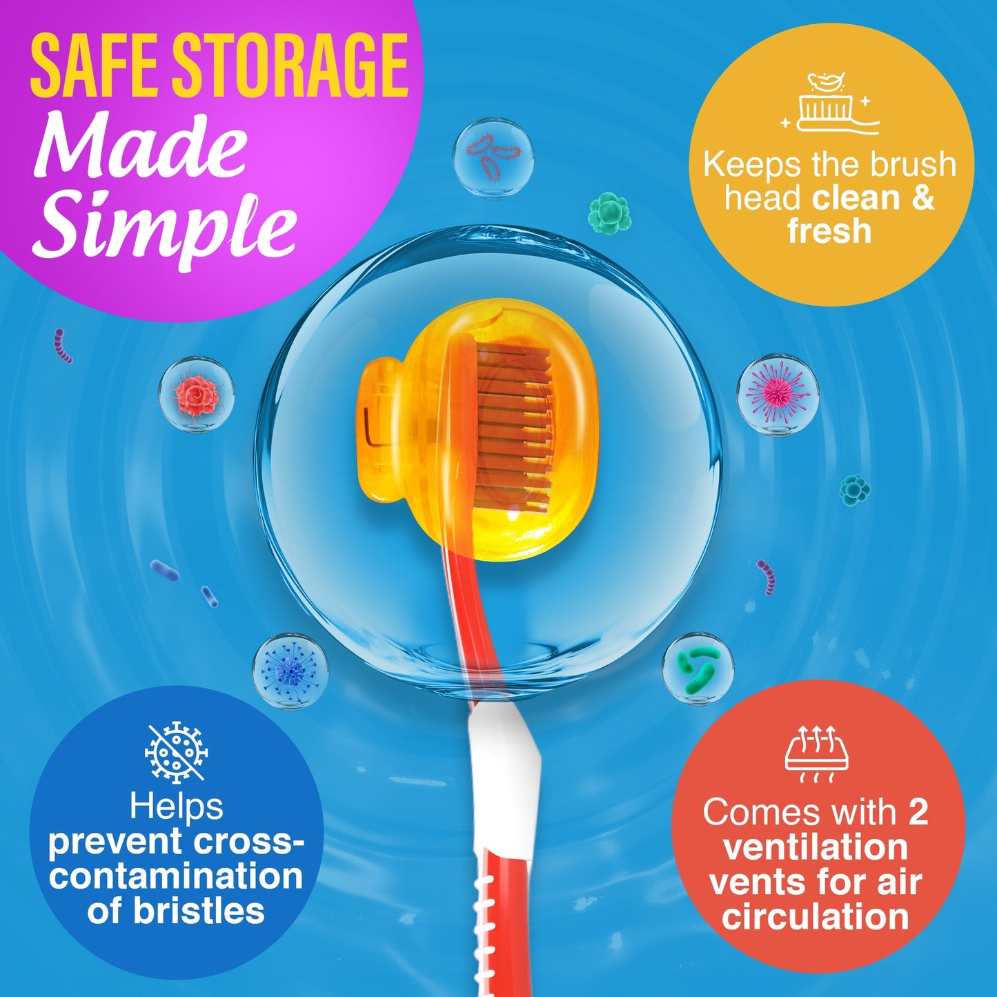 Brush Pod Toothbrush Protector - 4 Count (Colors may vary)