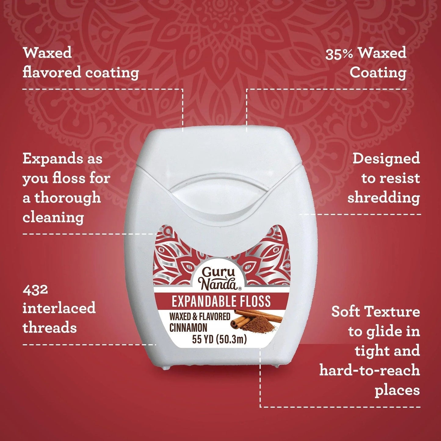 Cinnamon Flavored Expandable Dental Floss - 55 Yards