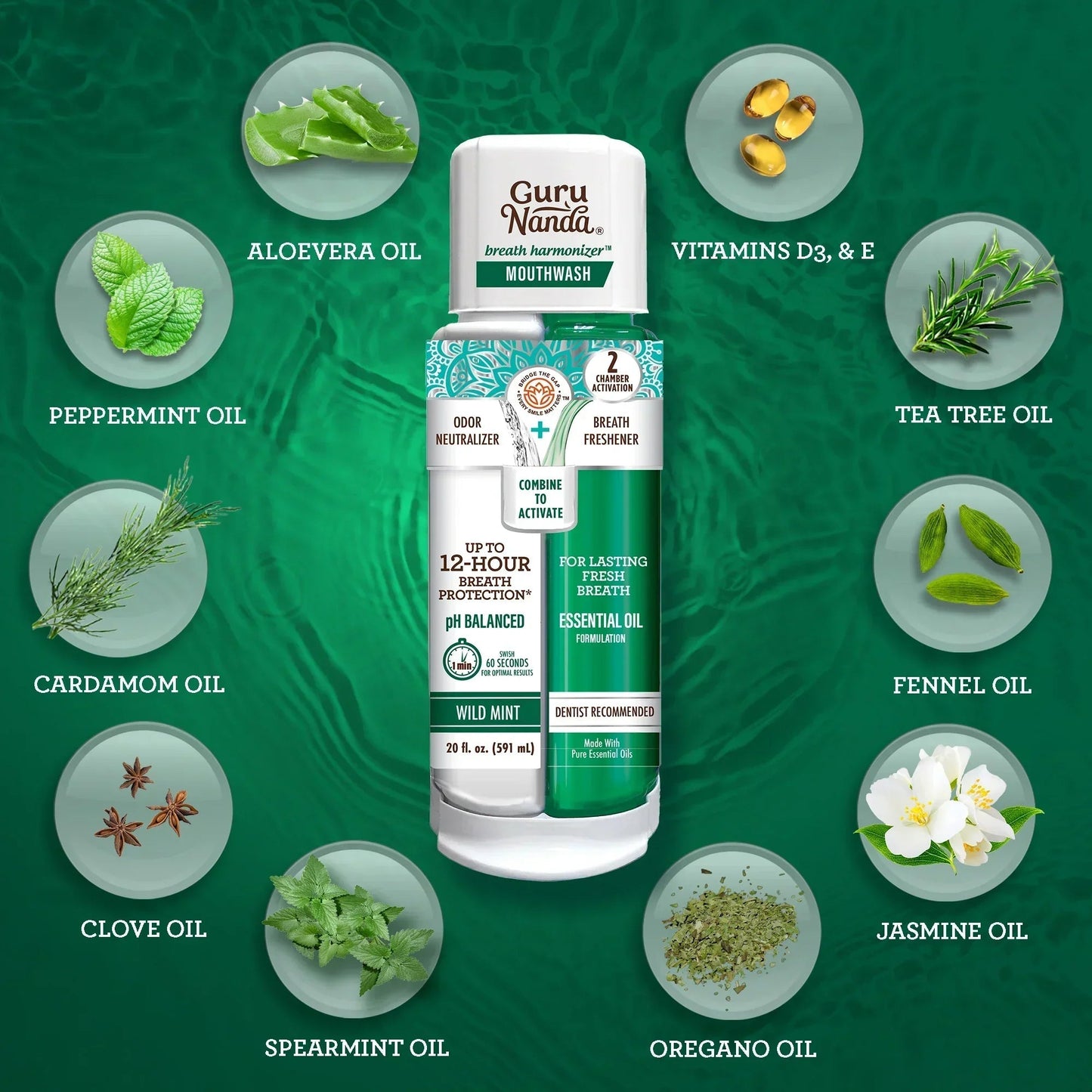 Dual Barrel Breath Harmonizer Mouthwash - Wild Mint - 20oz