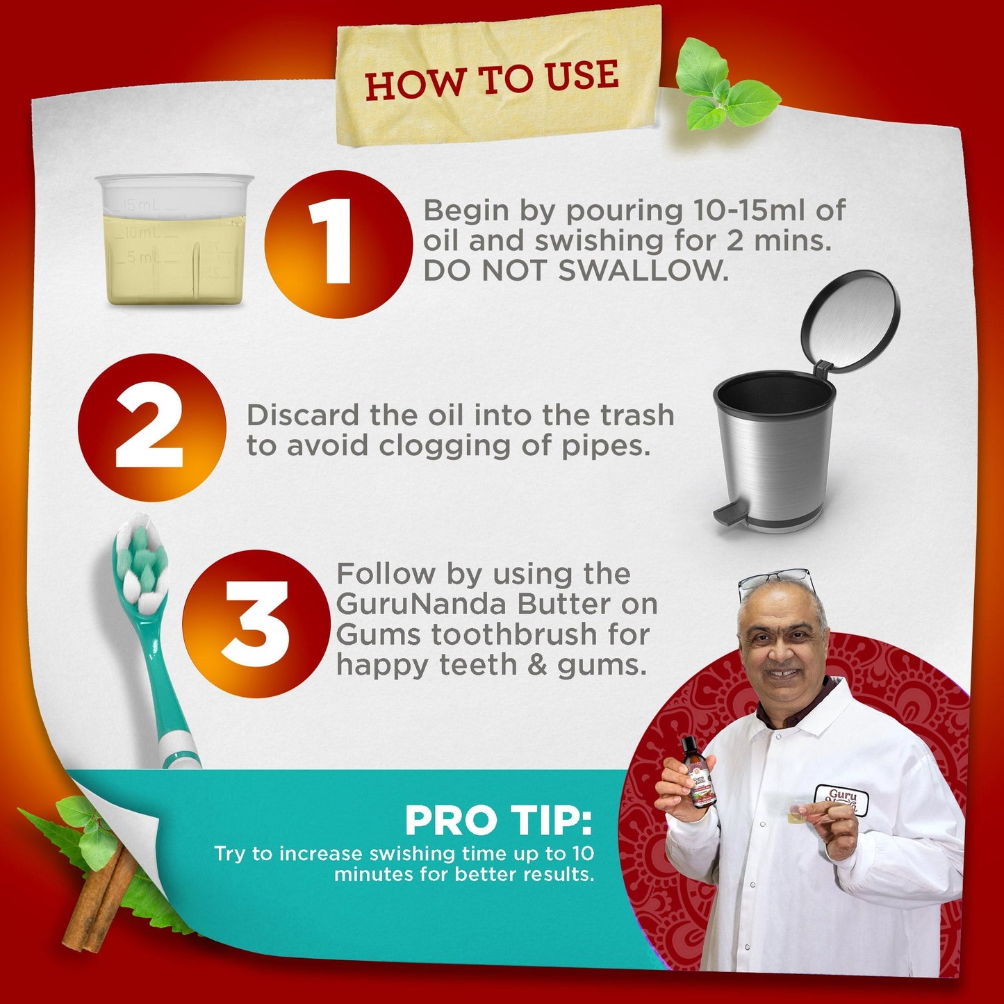 Travel Size - Coconut & Cinnamon Oil Pulling Flavor + Neem & Ashwagandha - 3oz