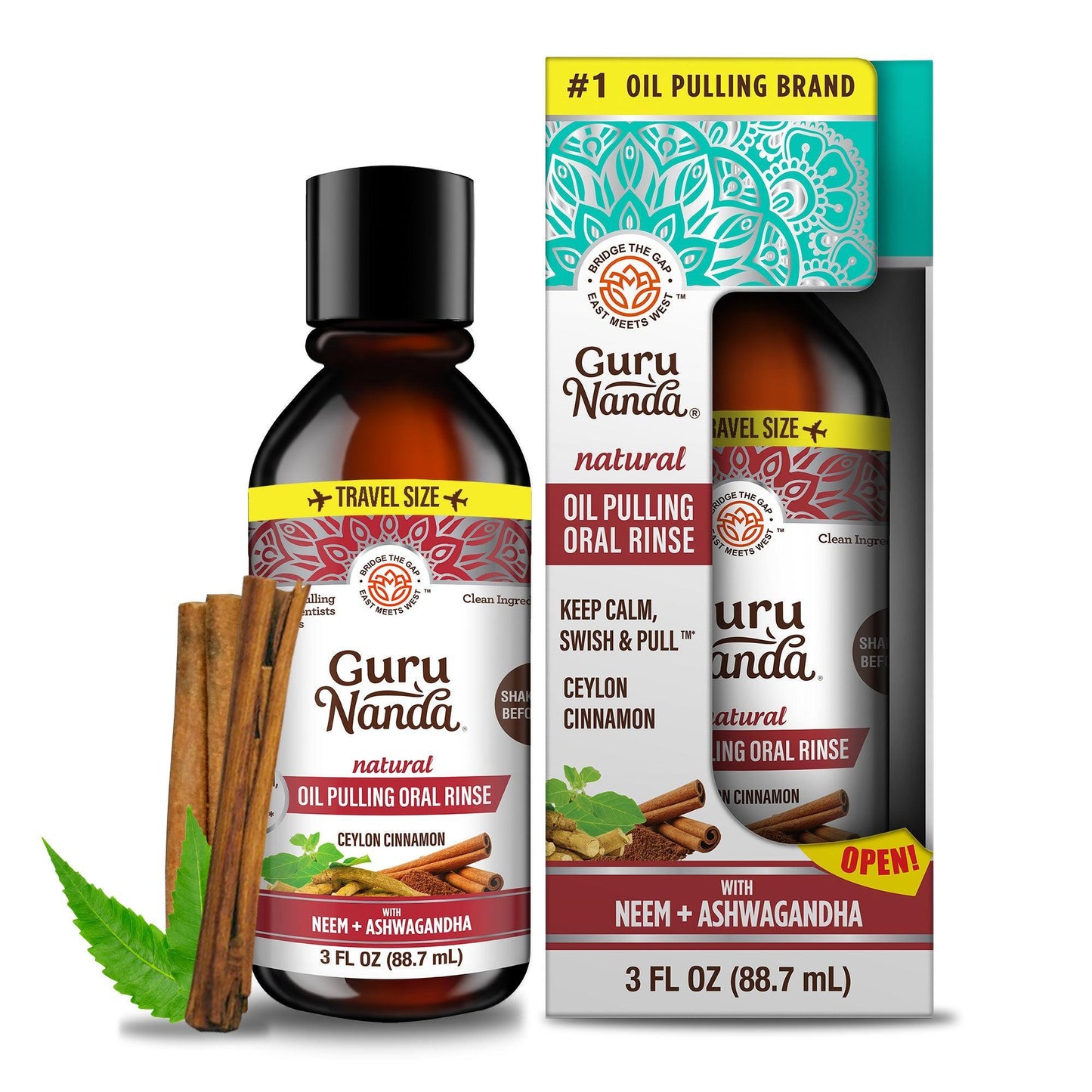 Travel Size - Coconut & Cinnamon Oil Pulling Flavor + Neem & Ashwagandha - 3oz