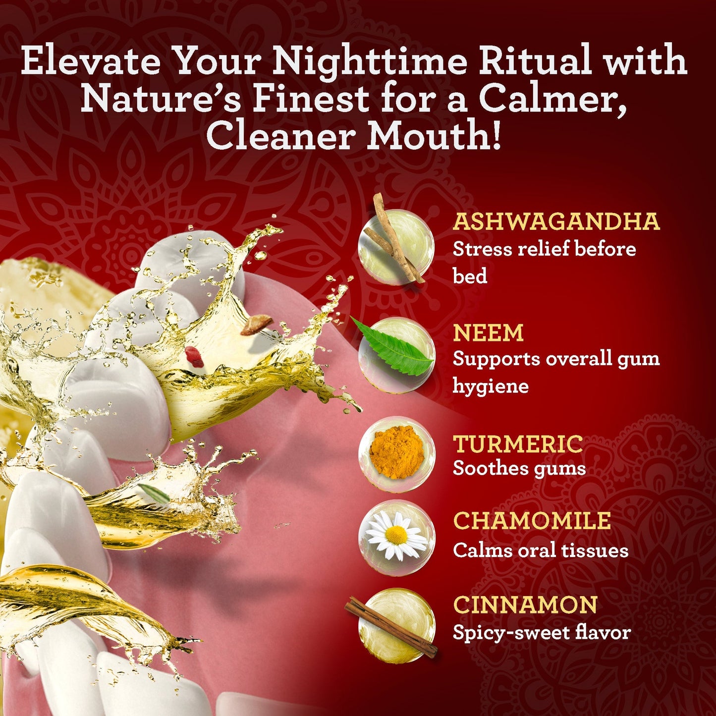 Travel Size - Coconut & Cinnamon Oil Pulling Flavor + Neem & Ashwagandha - 3oz