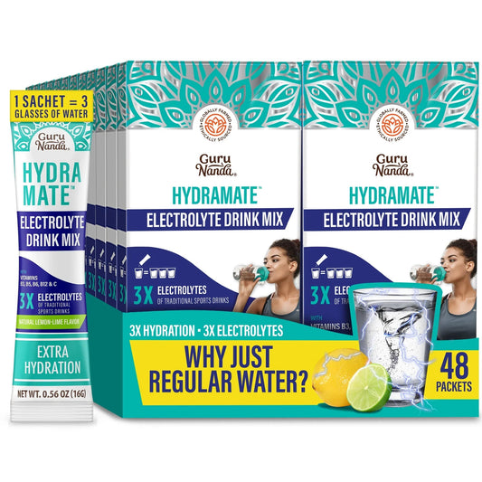 Hydramate  Hydration Electrolyte Drink Mix, Lemon Lime - 48 Count