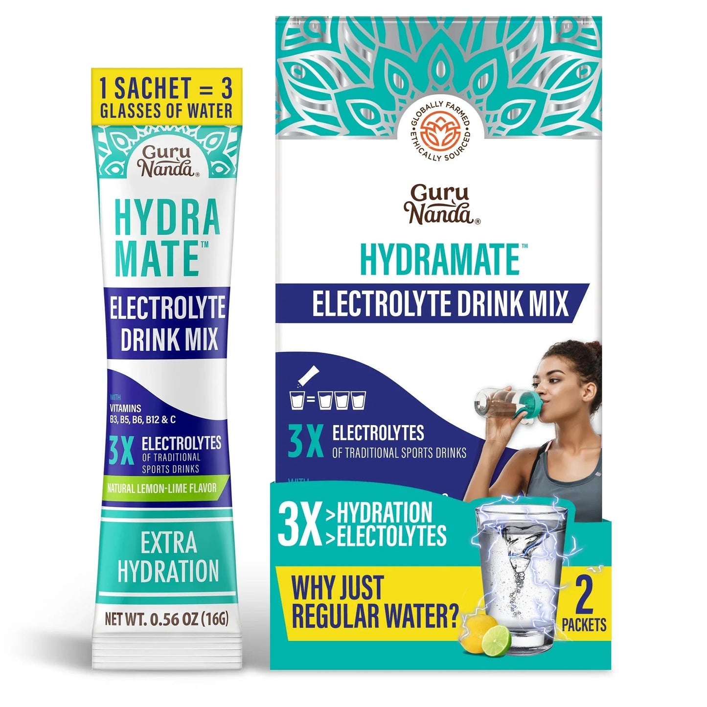 Hydramate Hydration Electrolyte Drink Mix, Lemon Lime - 1 Count (2 Sachets)