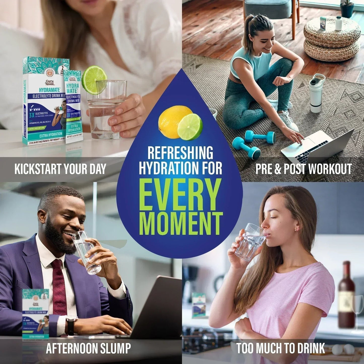 Hydramate Hydration Electrolyte Drink Mix, Lemon Lime - 1 Count (2 Sachets)