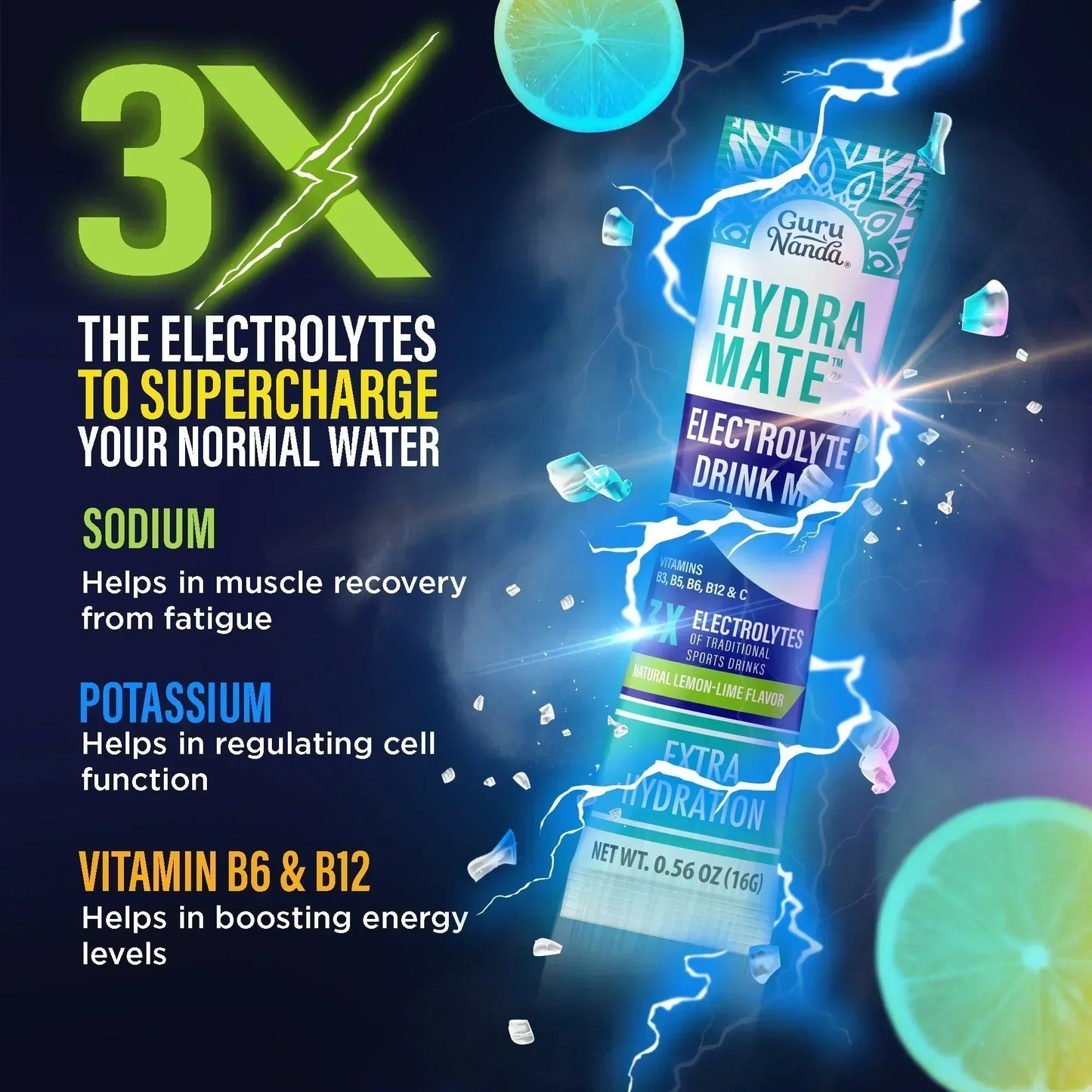 Hydramate Hydration Electrolyte Drink Mix, Lemon Lime - 1 Count (2 Sachets)