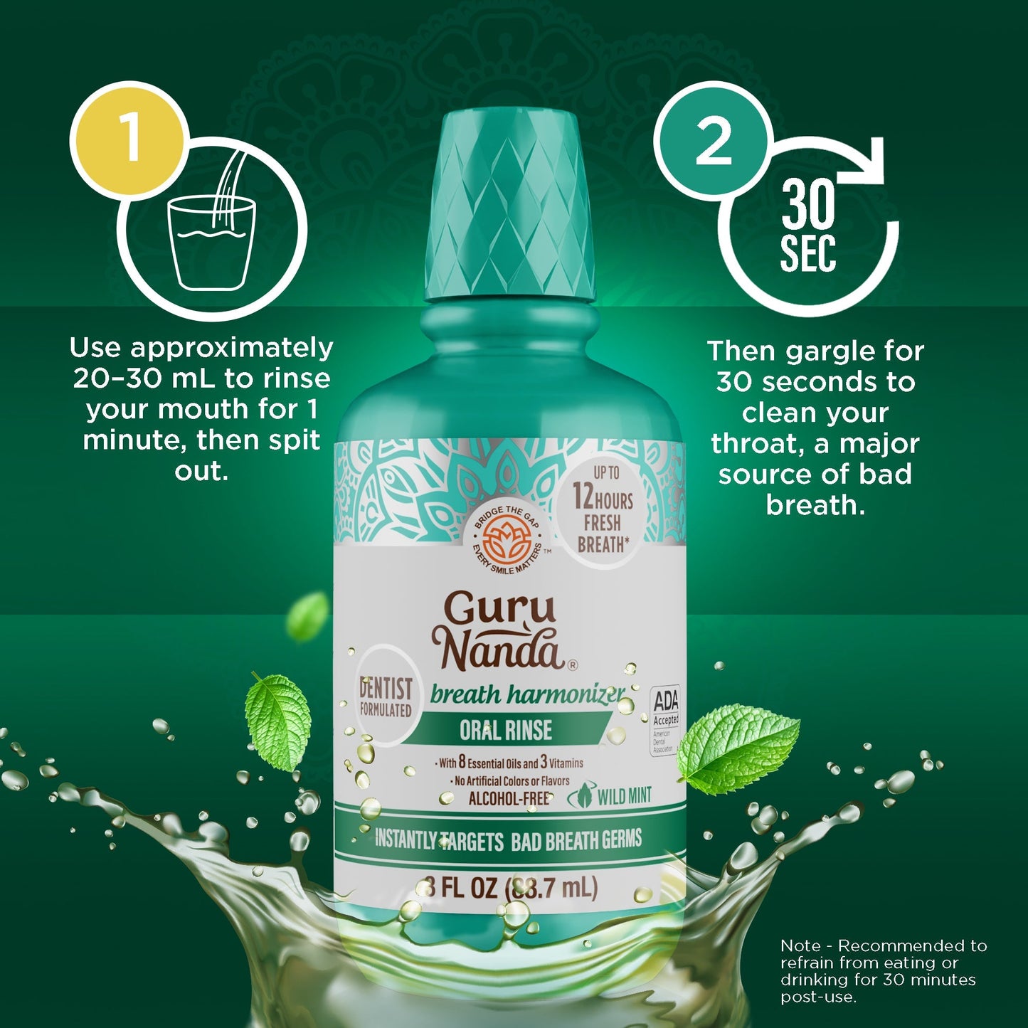 Oral Rinse Breath Harmonizer Mouthwash - Travel Size - Wild Mint (3 Fl Oz)