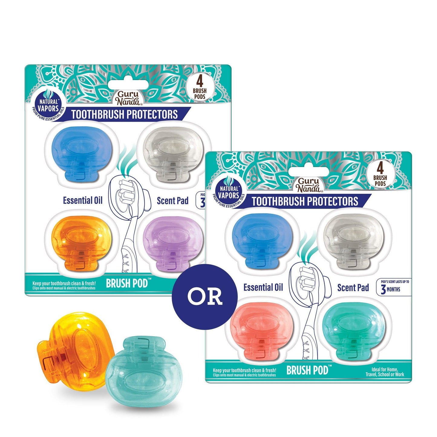 Brush Pod Toothbrush Protector - 4 Count (Colors may vary)