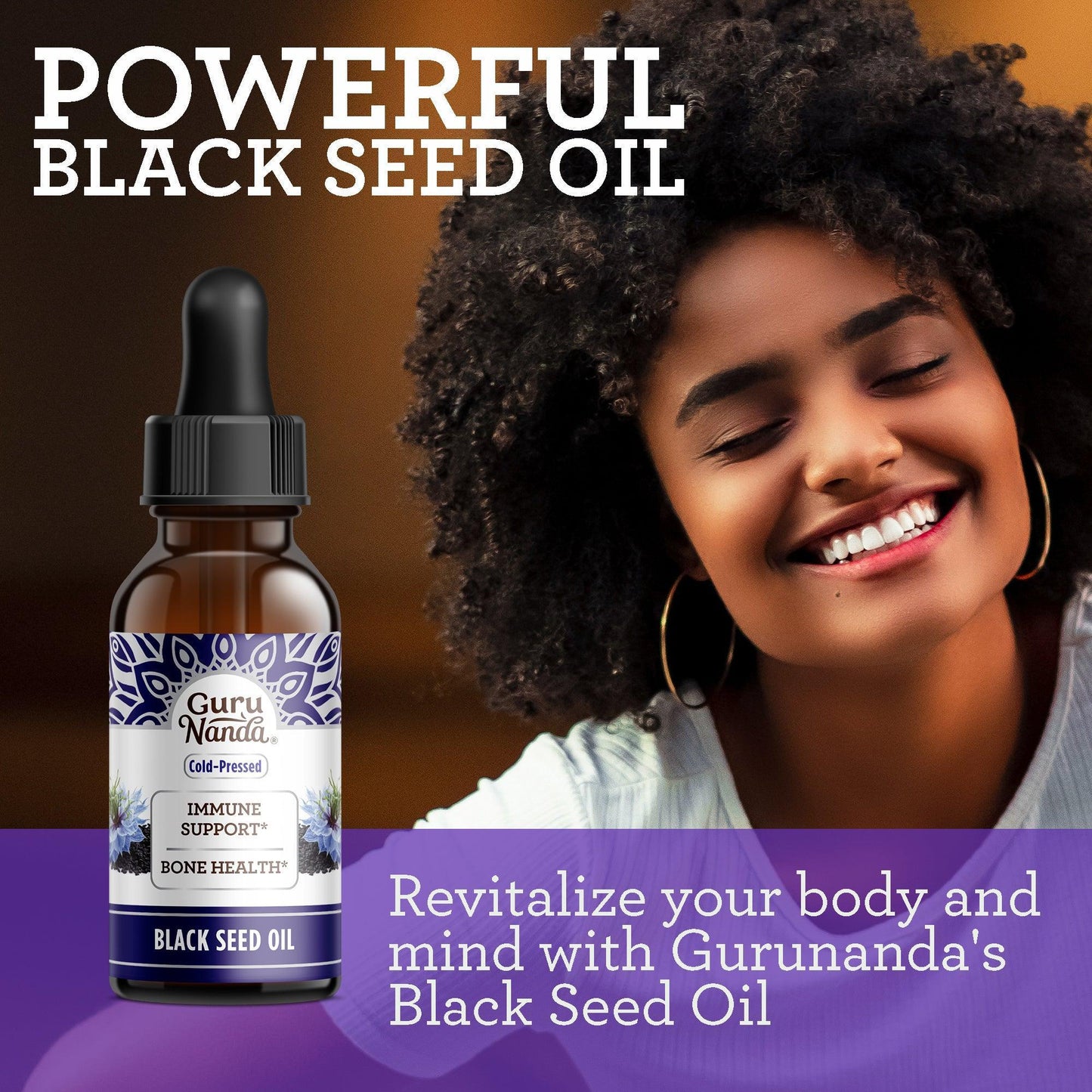 Natural Cold Pressed Black Seed Oil With Vitamin D3, K2 & E