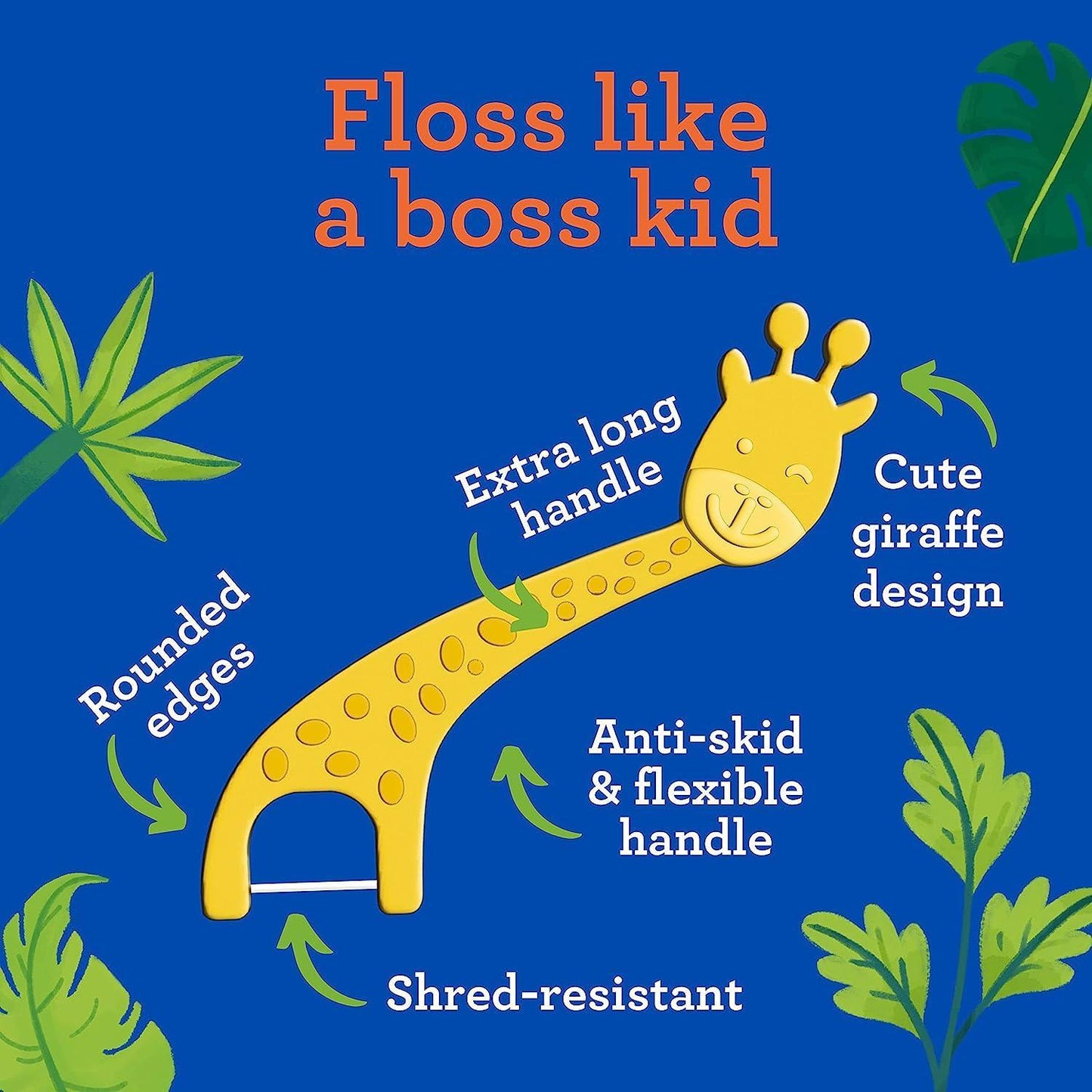 Kids' Giraffe Shaped Flossers, Fluoride -Free - 40 Pack