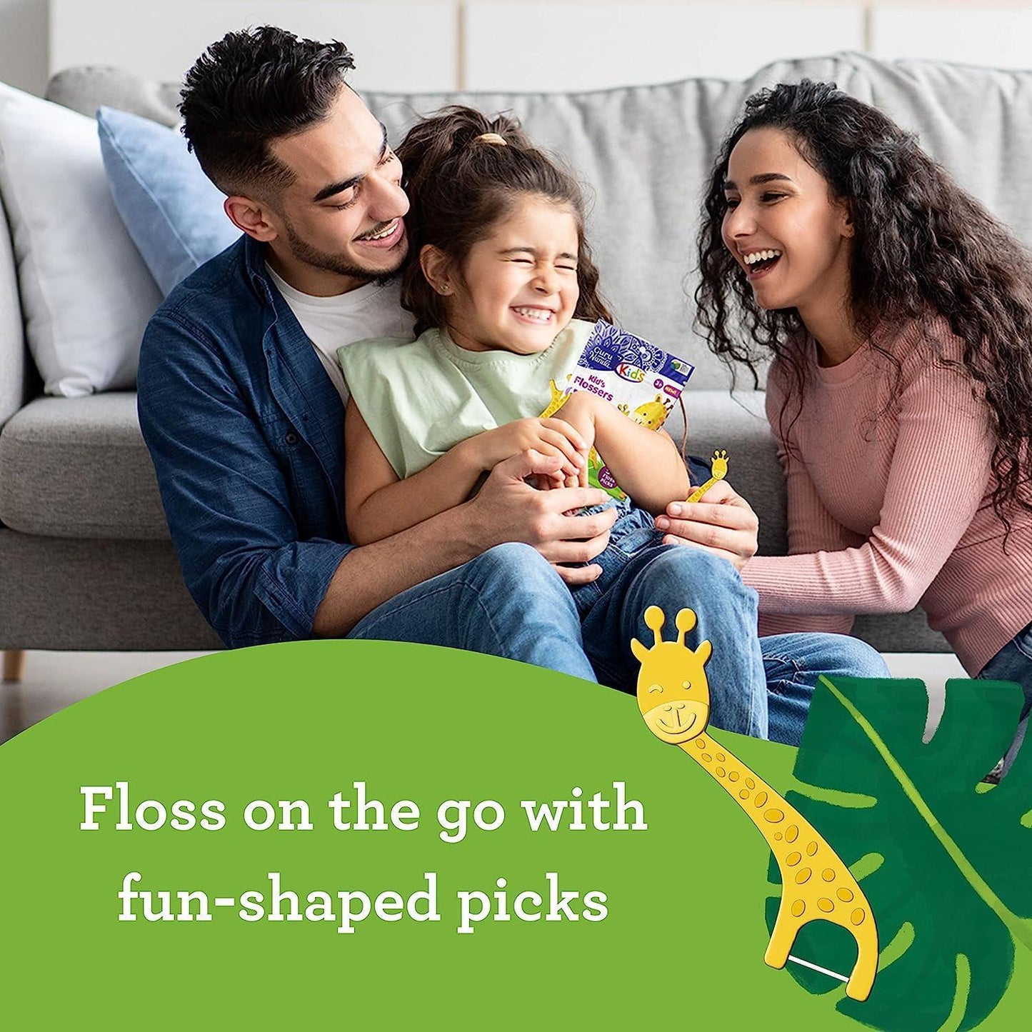 Kids' Giraffe Shaped Flossers, Fluoride -Free - 40 Pack